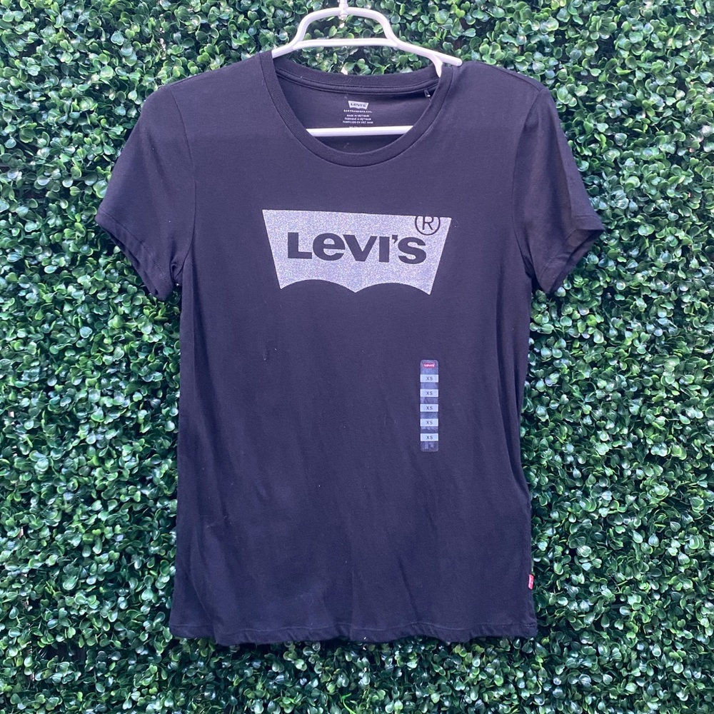 Levi’s black sparkly Silver t shirt short Sleeve Xsmall